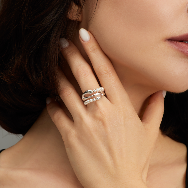 Celestial Blossom pearl ring