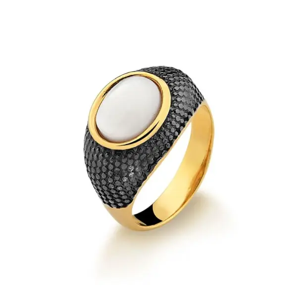 Dual Tone Gold & Rhodium Statement Ring