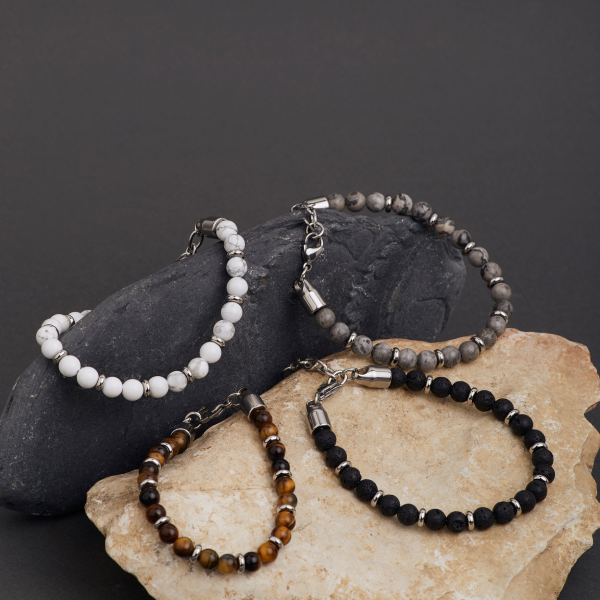 Silver Aura jasper bracelet
