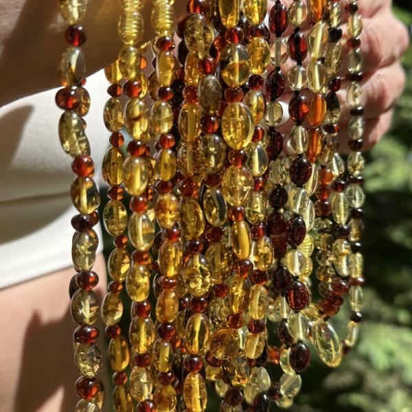 "Amber Cascade" — Layered Baltic Amber Bead Necklace