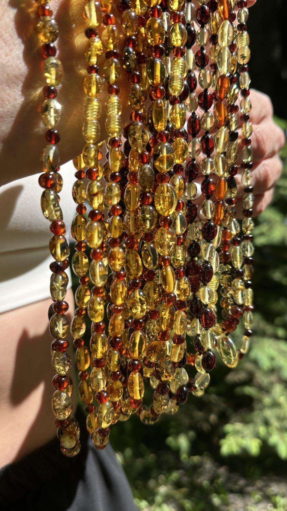 "Amber Cascade" — Layered Baltic Amber Bead Necklace